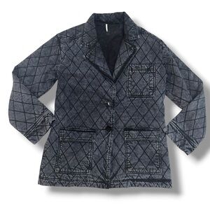 YFB Young Fabulous & Broke Walker Mineral Wash Black Quilted Denim Coat Jacket S